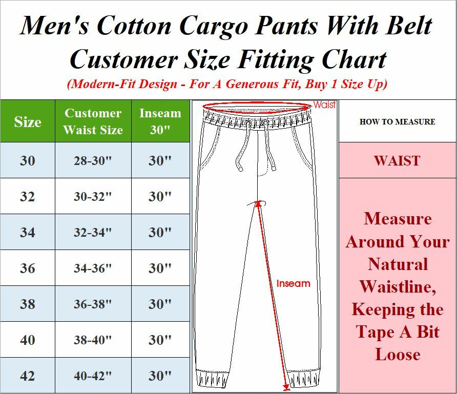 Mens Chino Pants Cotton Stretch Slim Fit Belt Zip Fly Trouser Casual Work School