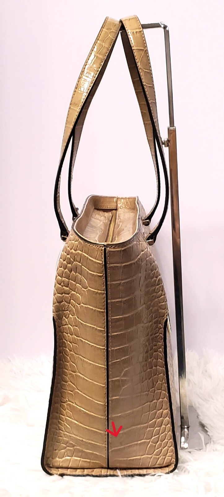 Kate Spade Work Chic Brantley Croc Embossed Leather Tote Dusty Rose NWD $548