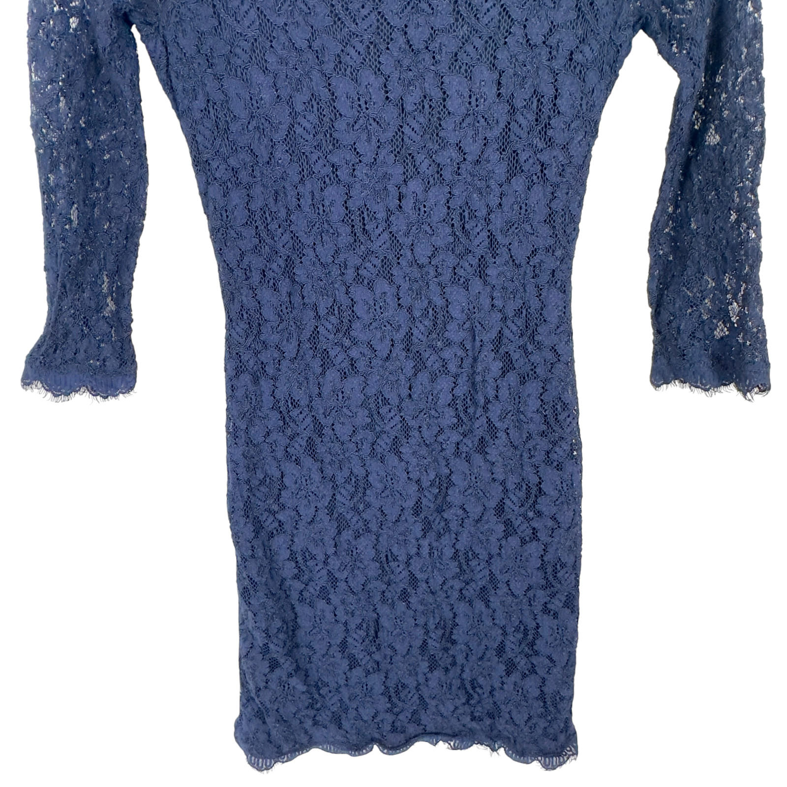 Diane Von Furstenburg Zarita Lace Mini Dress Navy Blue Women’s Size 2 Designer