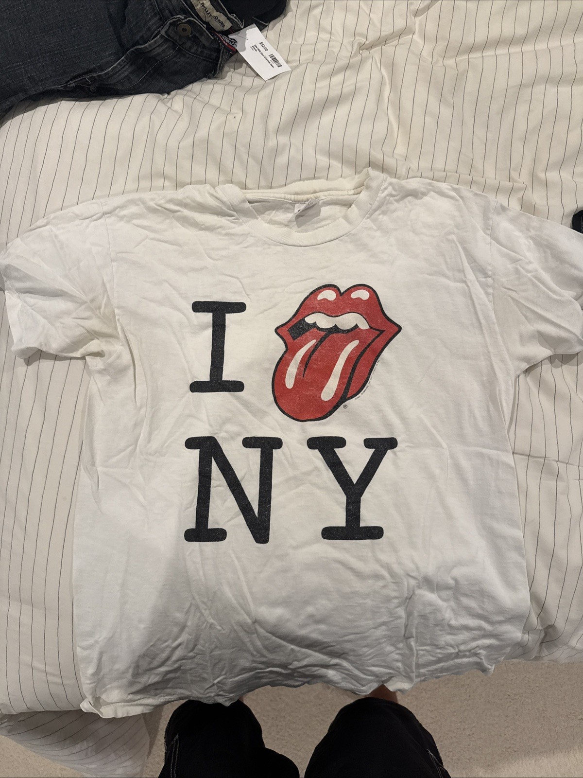 White Vintage I Love New York Rolling Stone Giants Stadium 1997 T Shirt