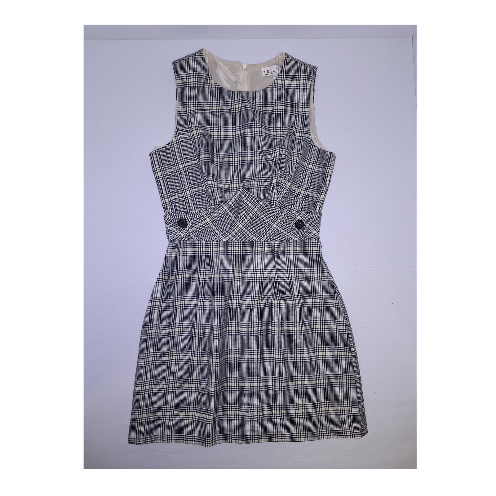 Vintage Y2K Trilogy Rampage Clothing Co. Plaid Dress Sleeveless Short Size 2
