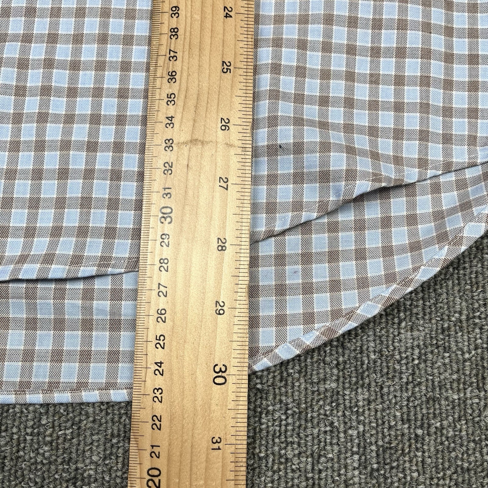 Hugo Boss Shirt Mens 40 Blue Check Gerald Regular Fit Barrel Cuff Easy Iron