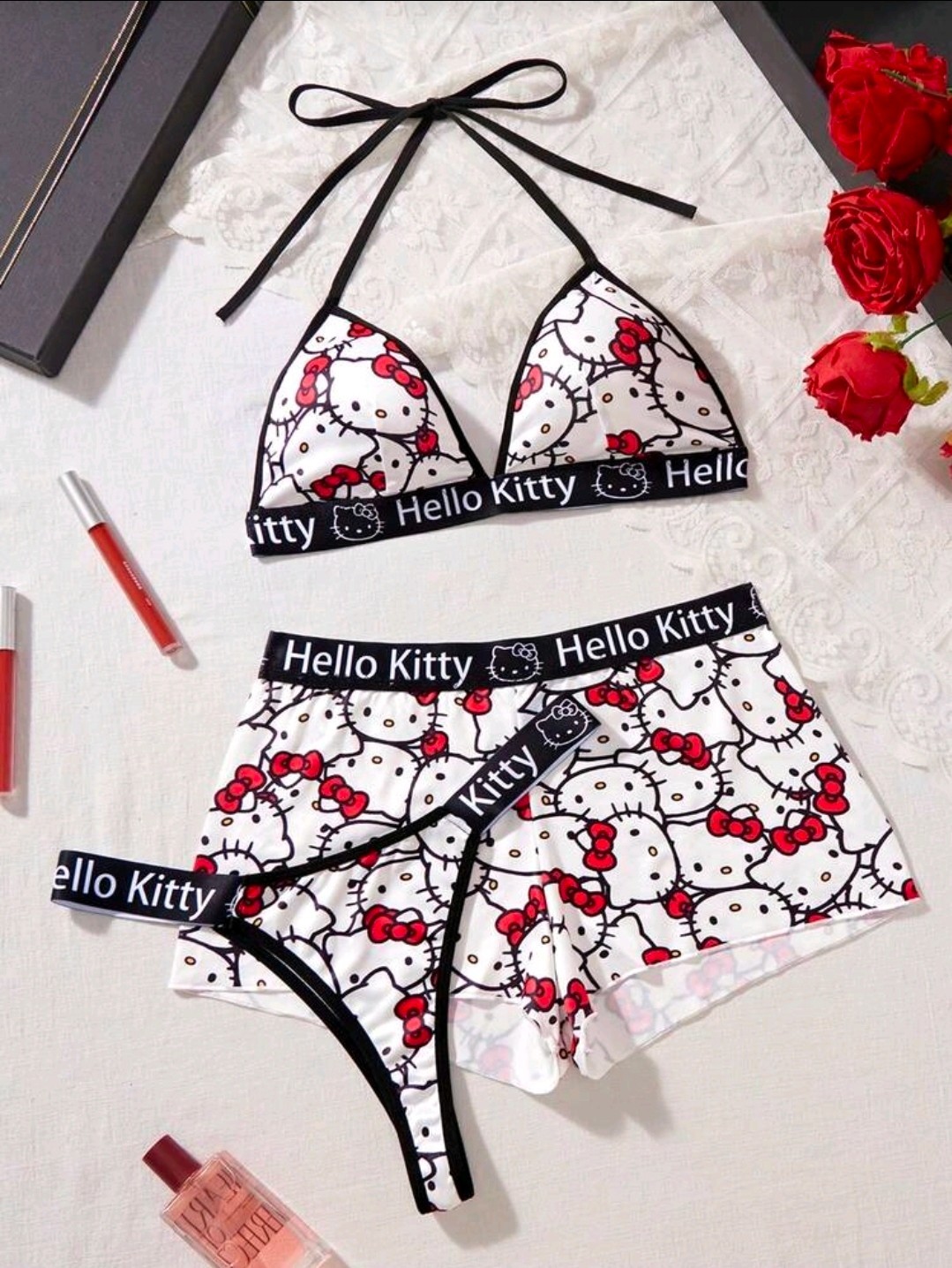 Women’s 3 Pcs Hello Kitty Lingerie Set #19