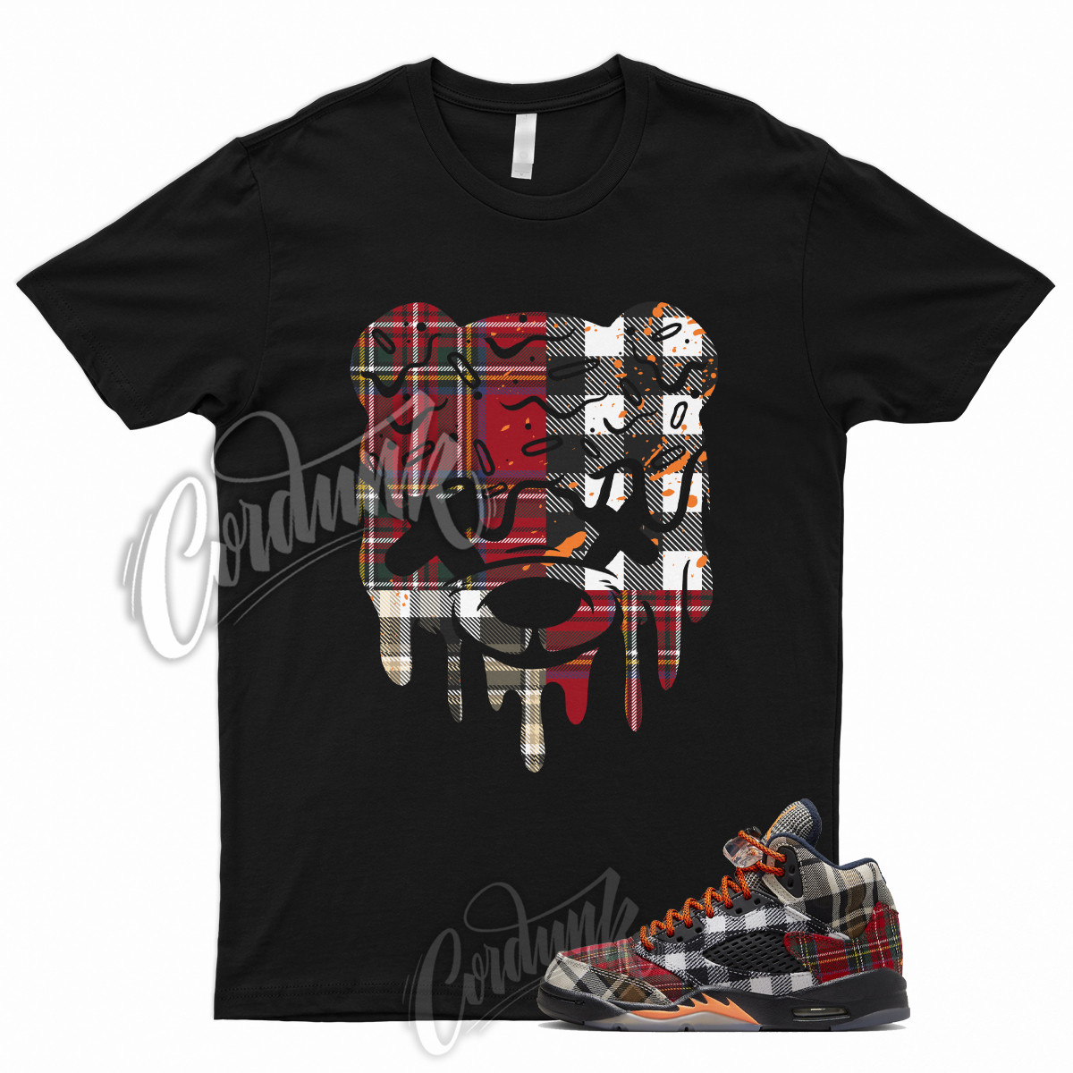 DRIPPY T Shirt for 5 GS Plaid Tartan Red Houndstooth Tan Black White Orange 1