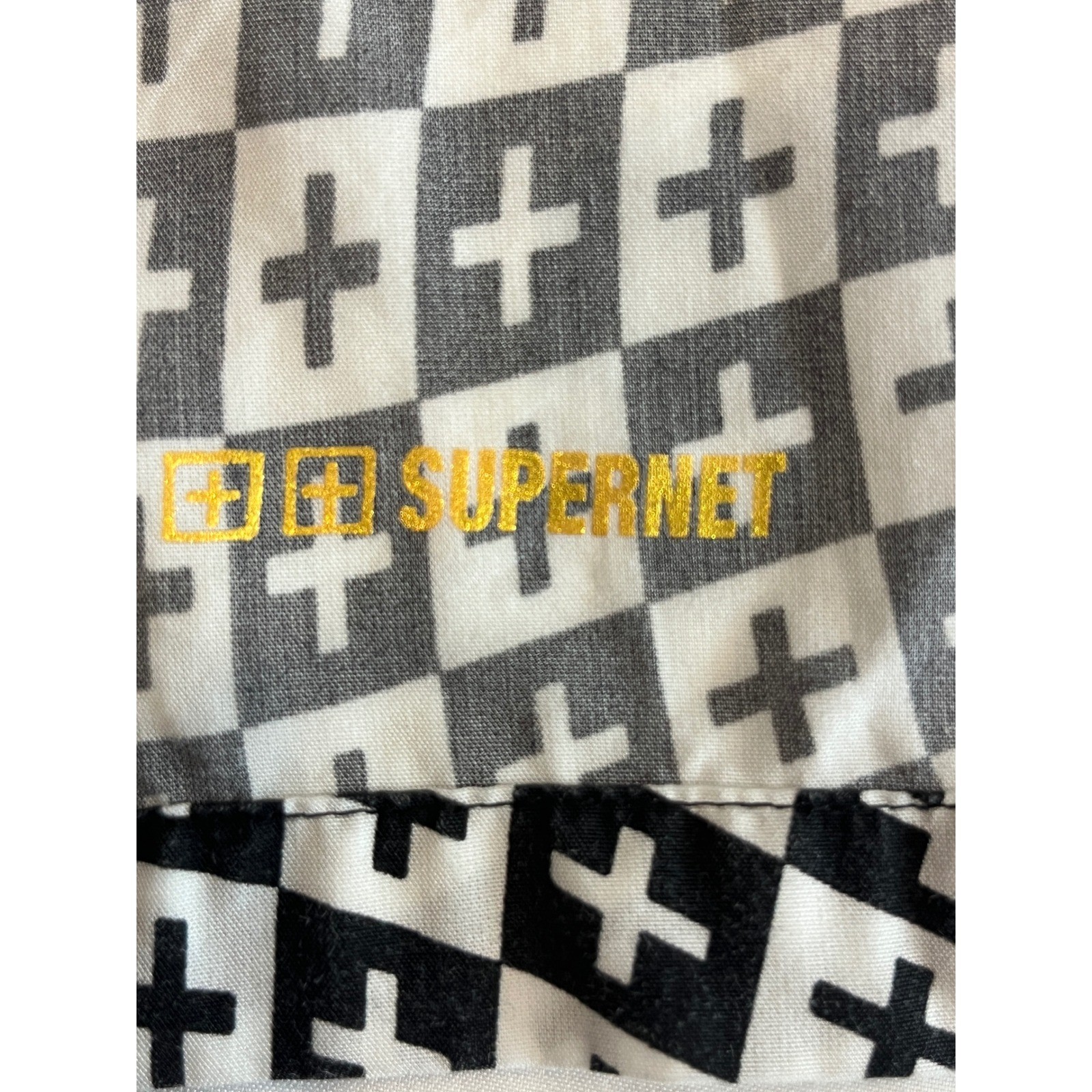 Ksubi Mens XL Black White Optical Illusion Cross Print Tencel Short Sleeve Shirt