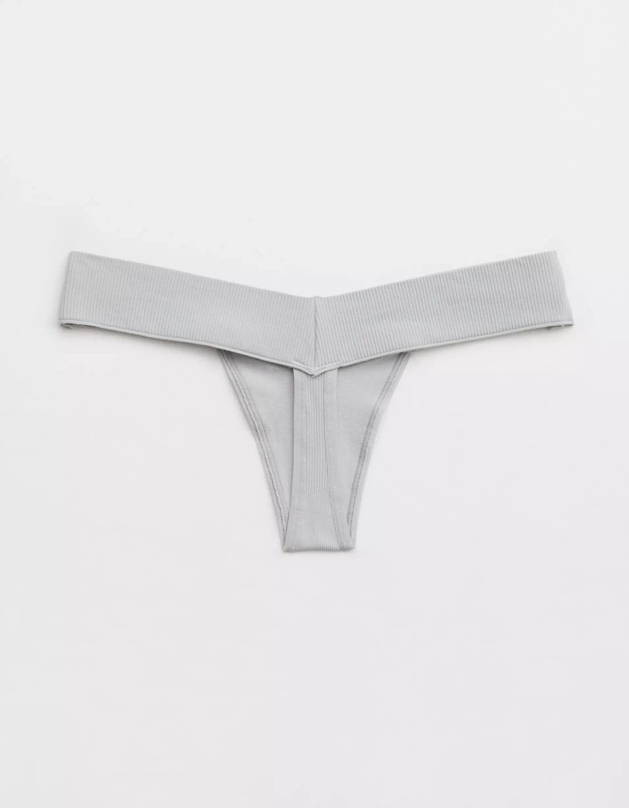S American Eagle AERIE Superchill Seamless Low Rise Thong Panties Underwear Gray