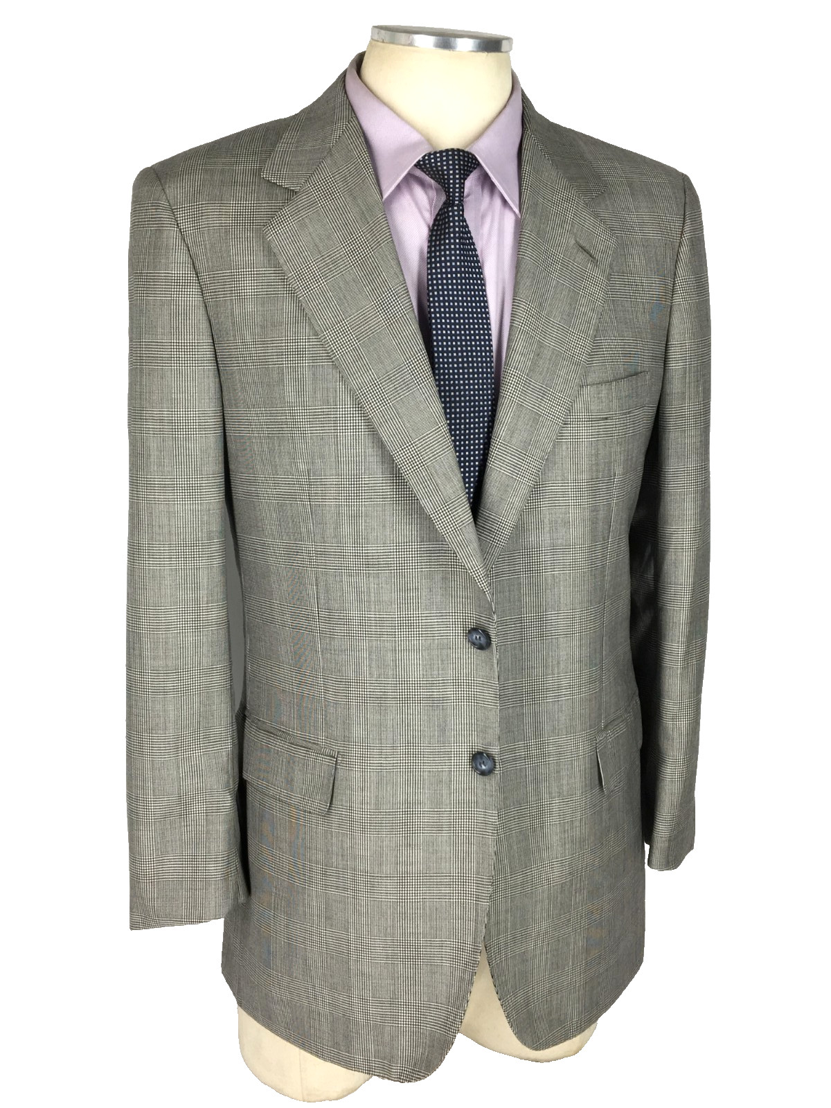 40R Brioni Italy Mens 2 Button 100% Wool Blazer Sport Coat Gray Glen Check