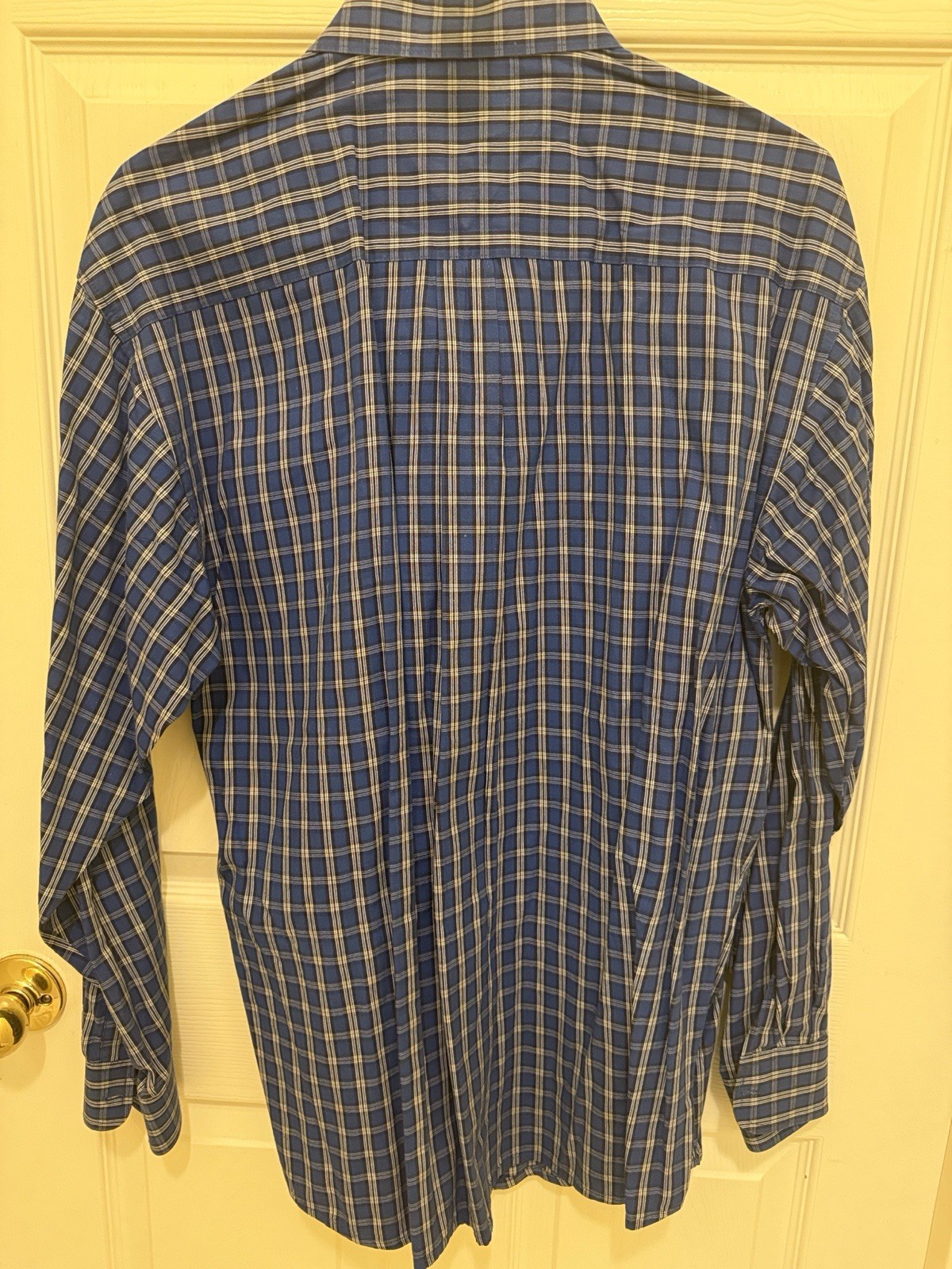 Wrangler Twenty X Men’s L Blue Plaid Long Sleeve Cotton Button-Up Pockets