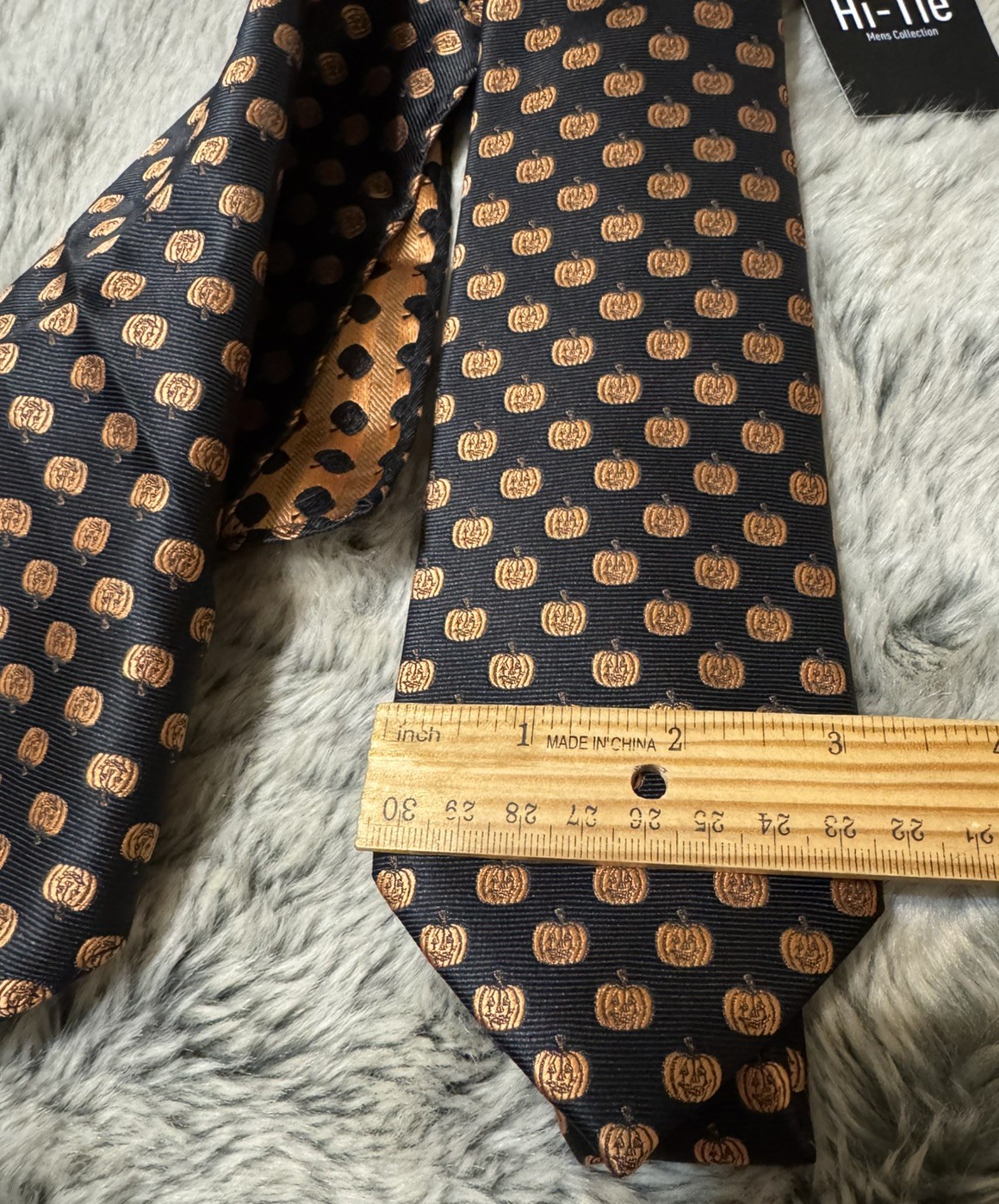 Hi-Tie Silk Tie Handkerchief Set Pumpkin Theme Tag New