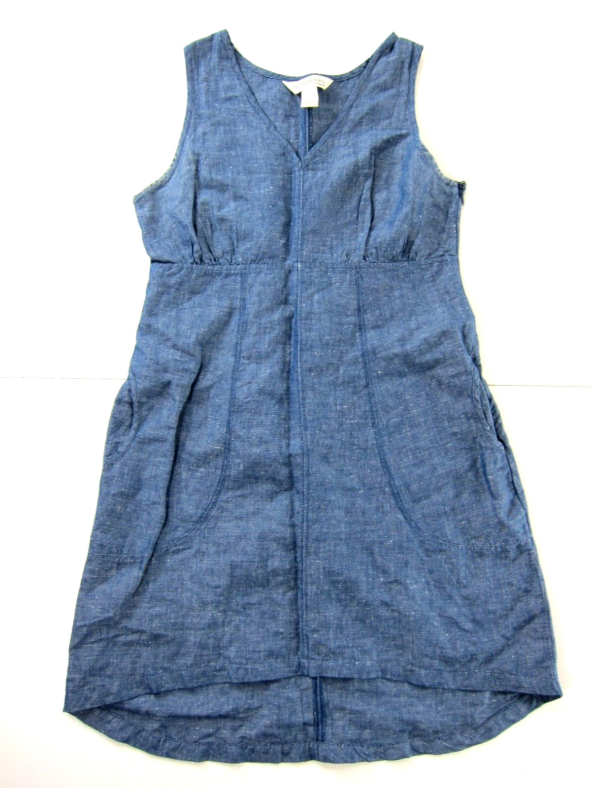 Freedom Trail By Kyodan Blue Linen Cotton Pocket Lagenlook Tunic Sheath Dress L