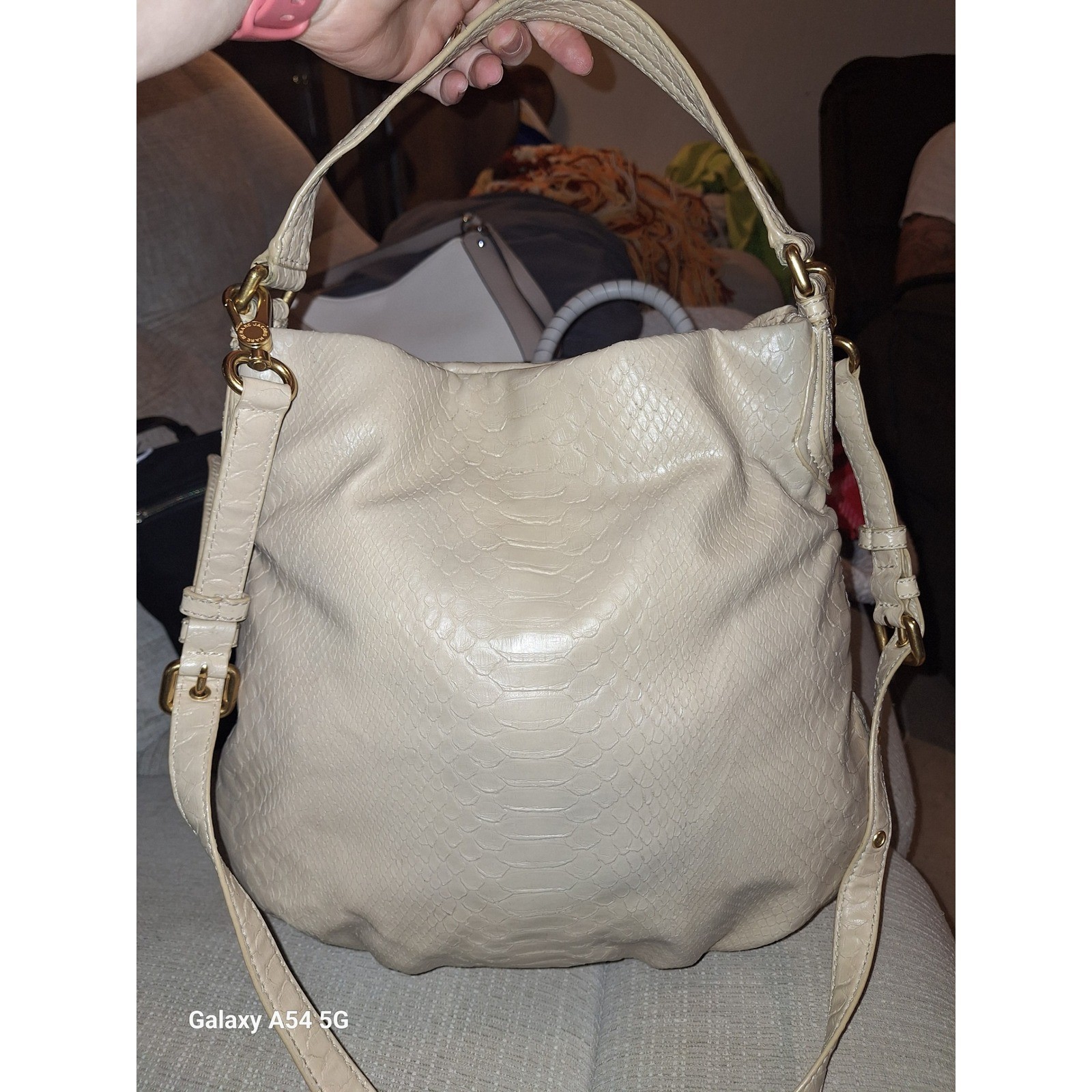 29.Marc by Marc Jacobs Cream Snakeskin Embossed Leather Hobo Bag Crossbody