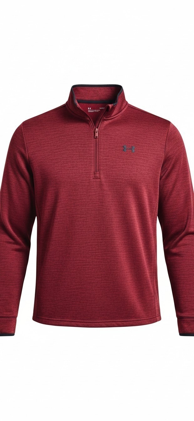 Under Armour Men’s Red Heather 1/4 Zip Loose Fit Fleece Pullover Jacket Large