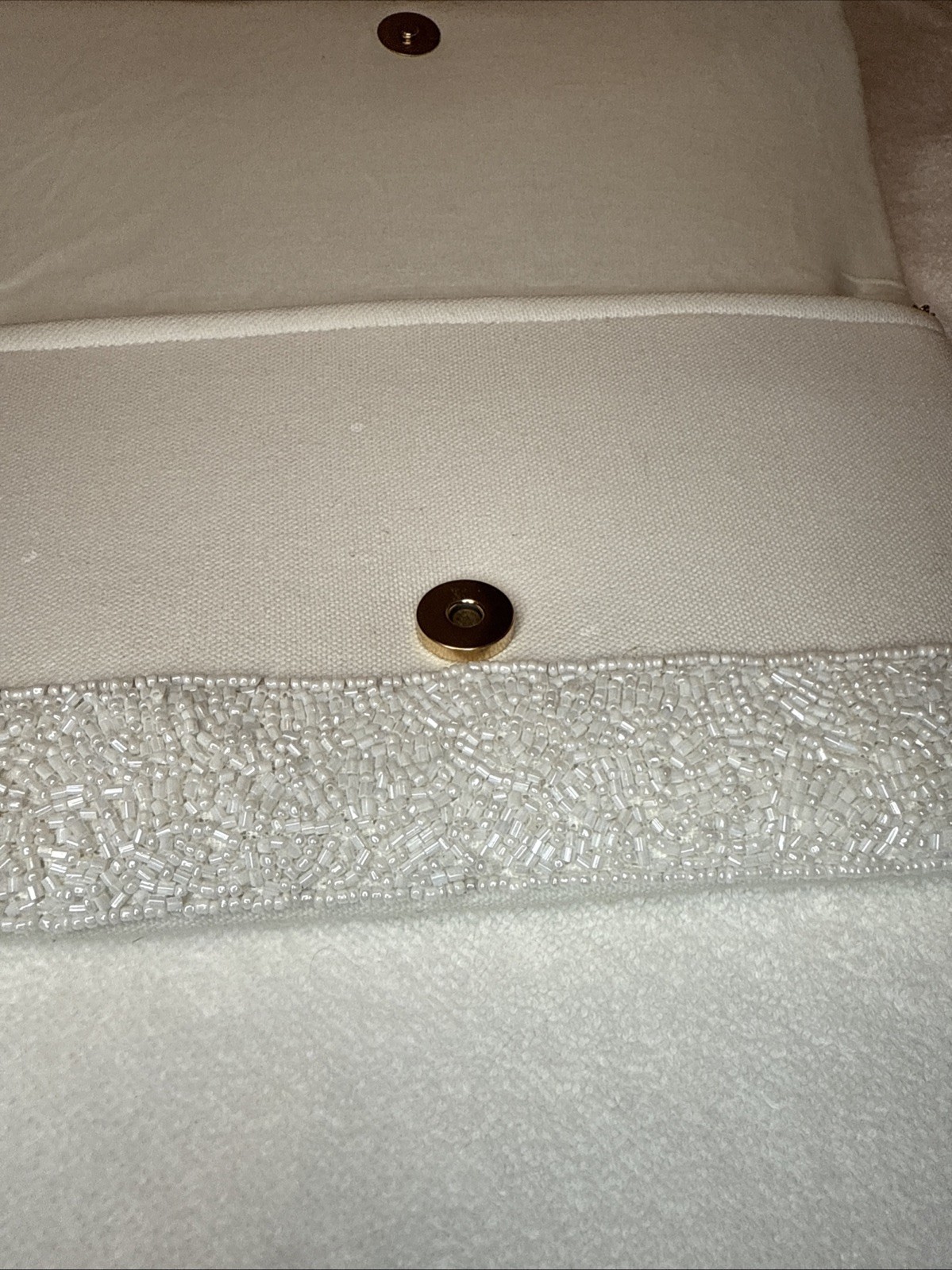 Bride Clutch Embroidered Glass Beaded Gold Tone Chain Strap Classy Elegant