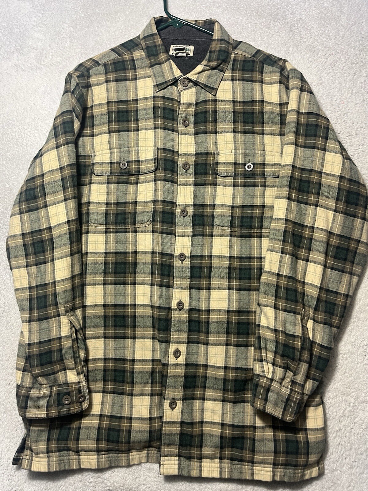 Vintage LL Bean Jacket Mens L Tall Plaid Flannel Shacket Fleece Lined Button Up.