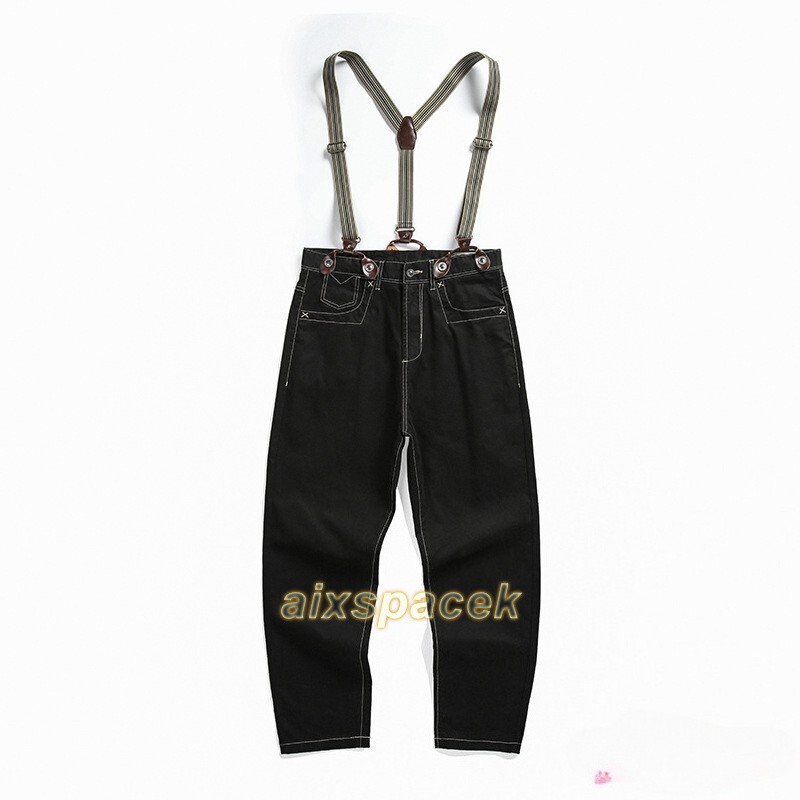 Overalls Mens Retro Suspenders Braces Pants Casual Denim Jeans Bib Trousers
