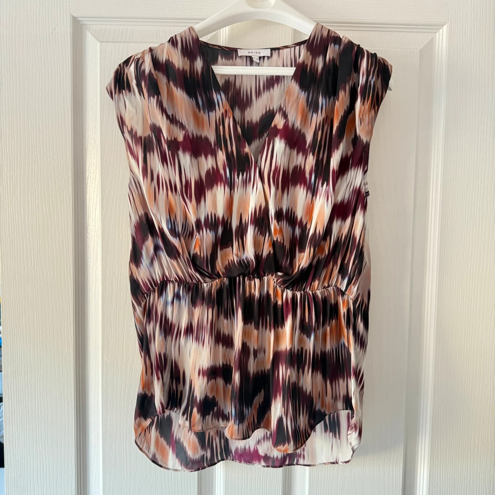 Reiss Wrap Front Top Sofia Peplum Ikat Pattern Size 8