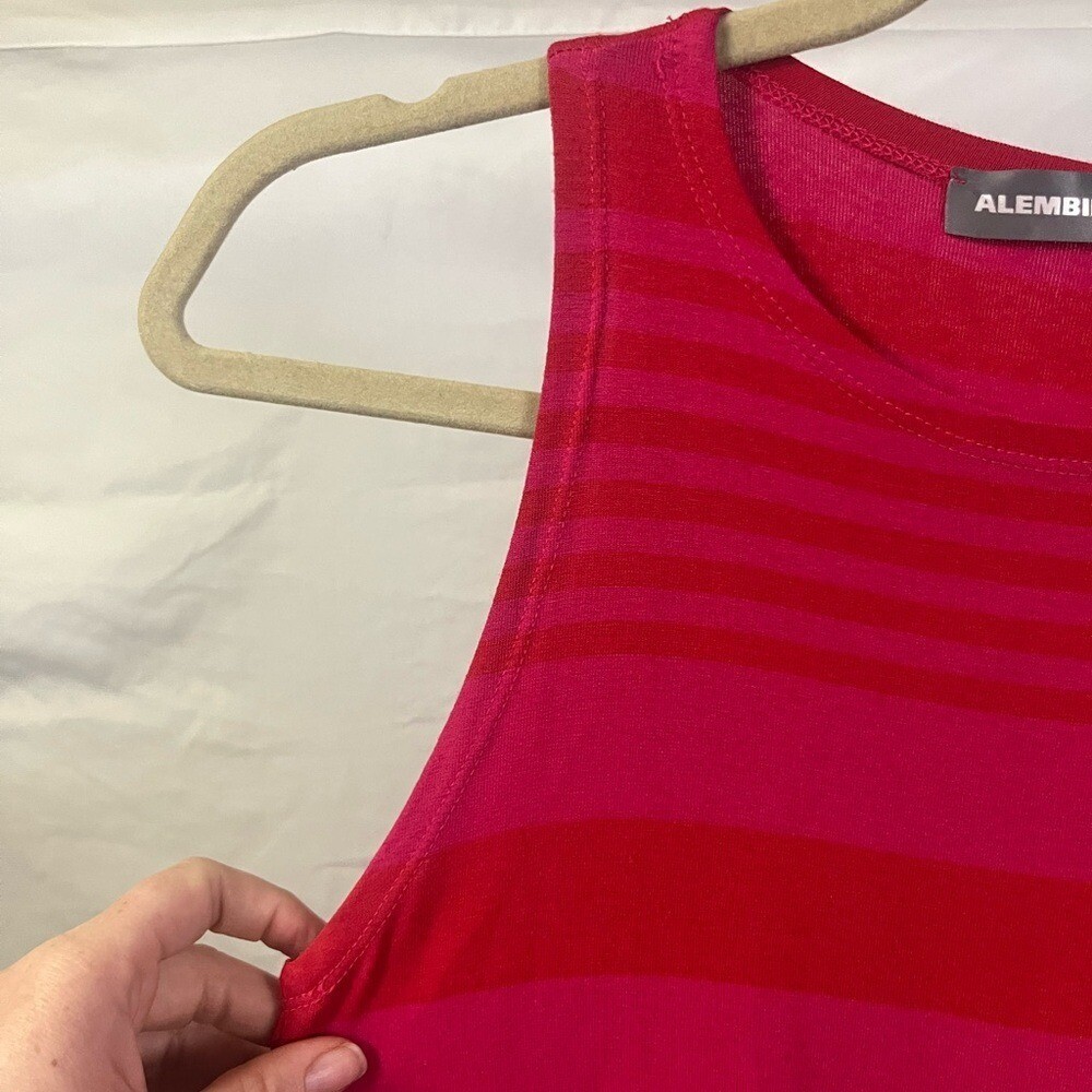 Alembika Women’s Striped Jersey Pink Sleeveless Tunic Top- Size 4