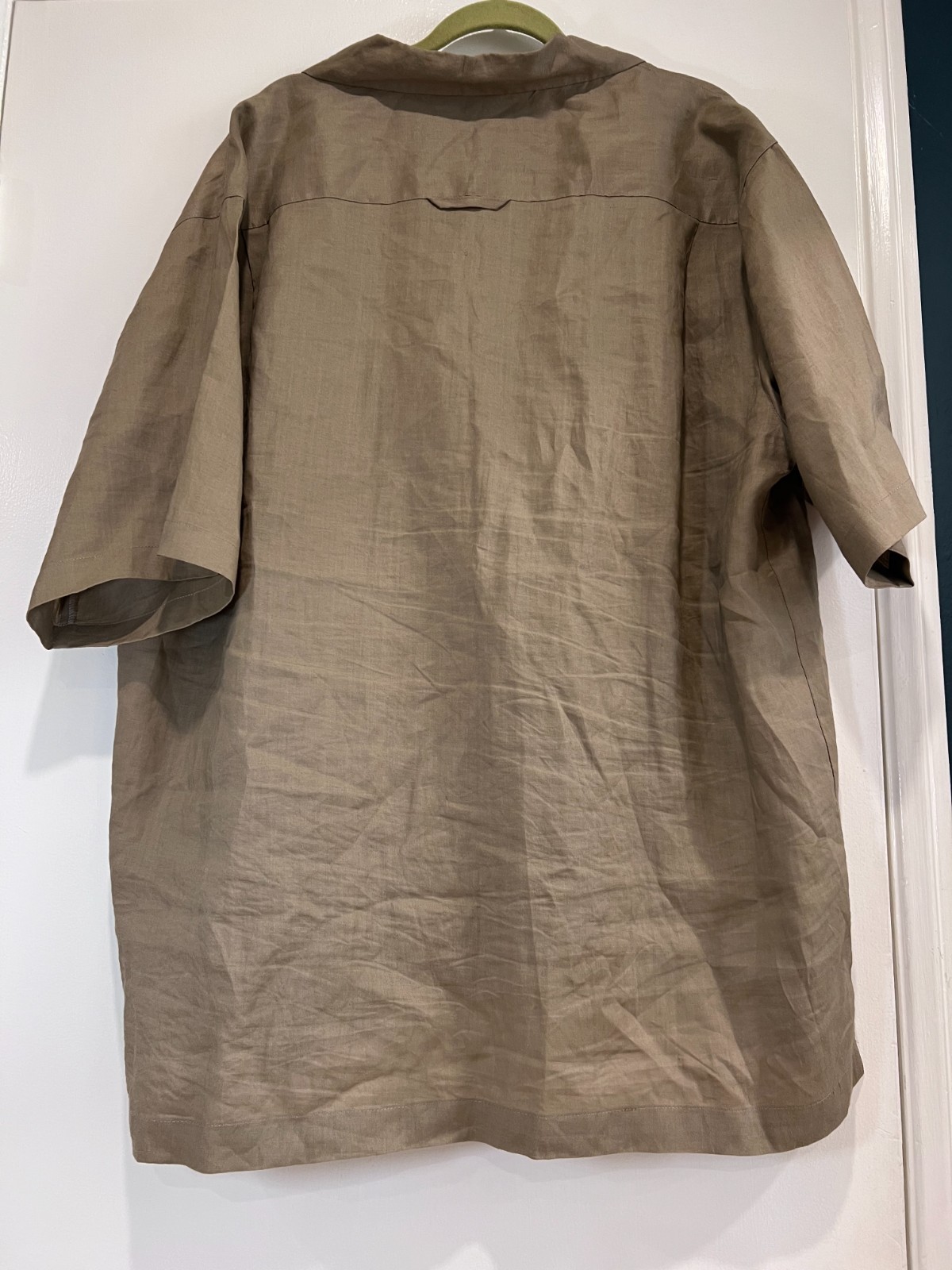 Linea Uomo Men’s 2XLT Tall Brown 100% Ramie Short Sleeve Button Down Camp Shirt