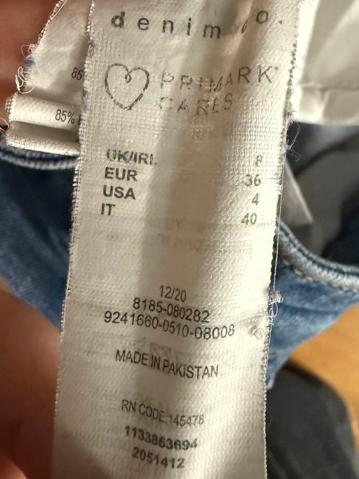 Primark Denim Co Distressed Ripped Skinny Jeans Size UK 8 Blue Raw Edge