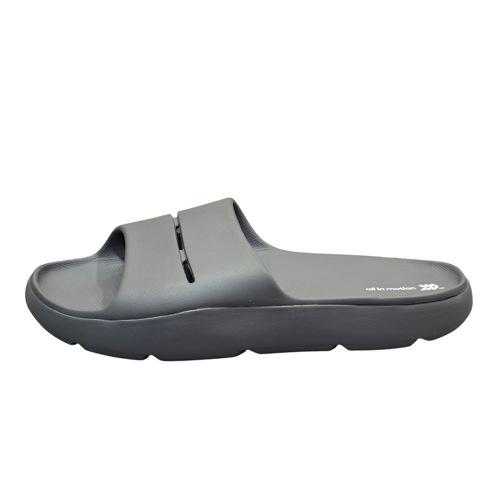 All in Motion Mens Archie Recovery Slide Sandals Gray Contoured Footbed Slip On