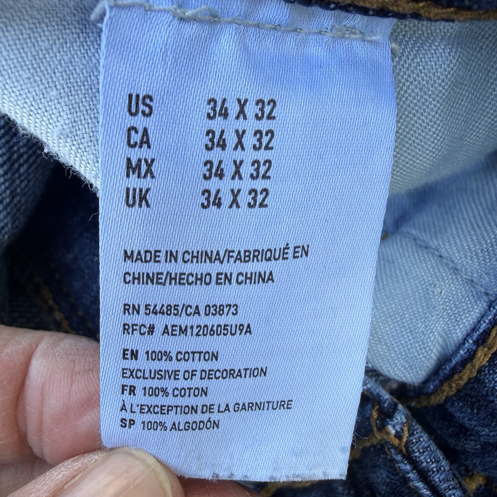 American Eagle Outfitters RN 54485 CA 03873 Women’s Straight Bule Jean Sz 34×32