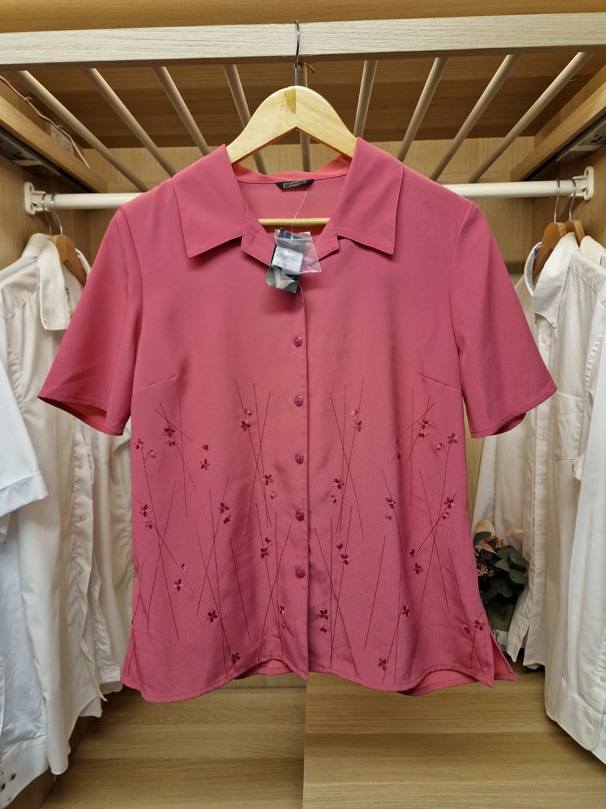 BNWT Debenhams Classics Womens Pink Floral Embroidered Blouse Shirt Size 10 UK
