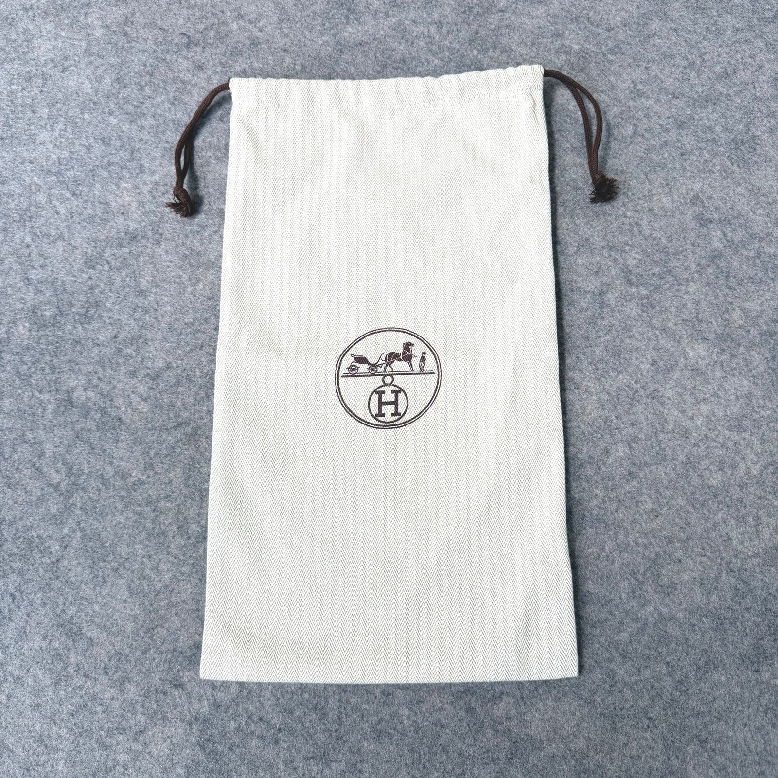 Authentic Hermes France Dust Bag Storage Gift Cream/Brown- 8.75″x15″