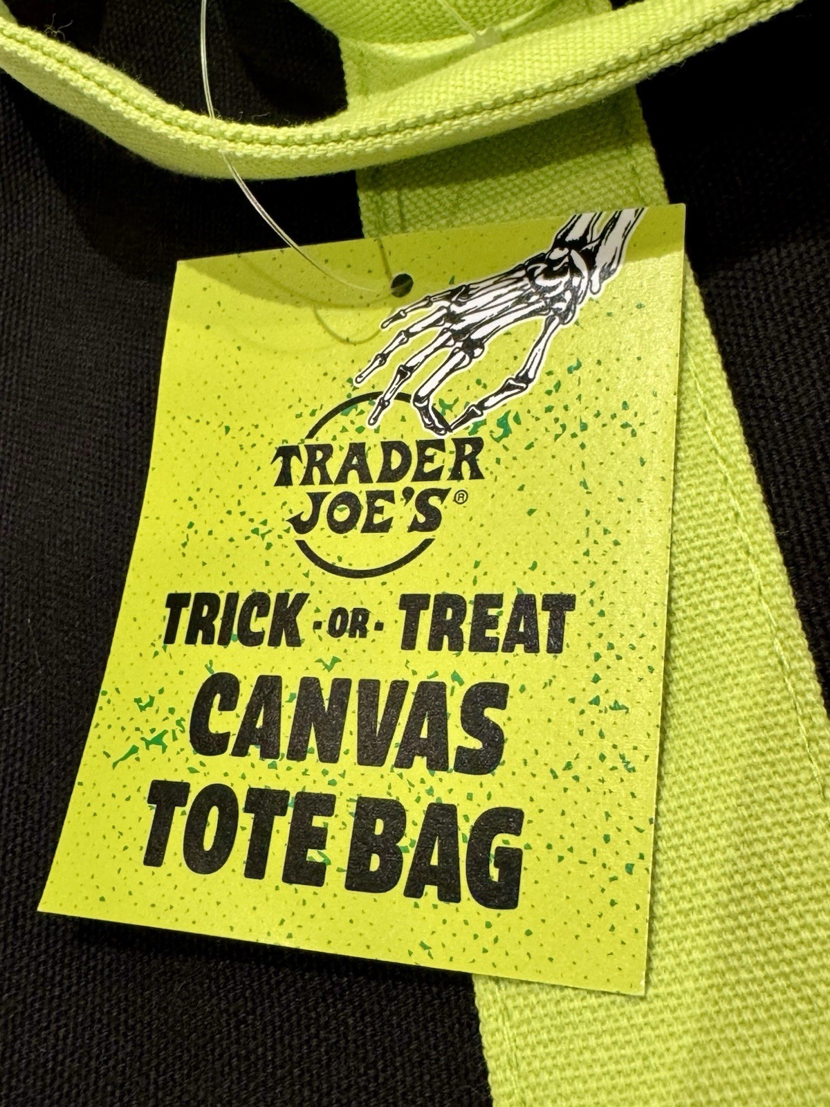 Trader Joe’s Halloween Mini Canvas Treat Tote Bag Black Purple Green Multicolor