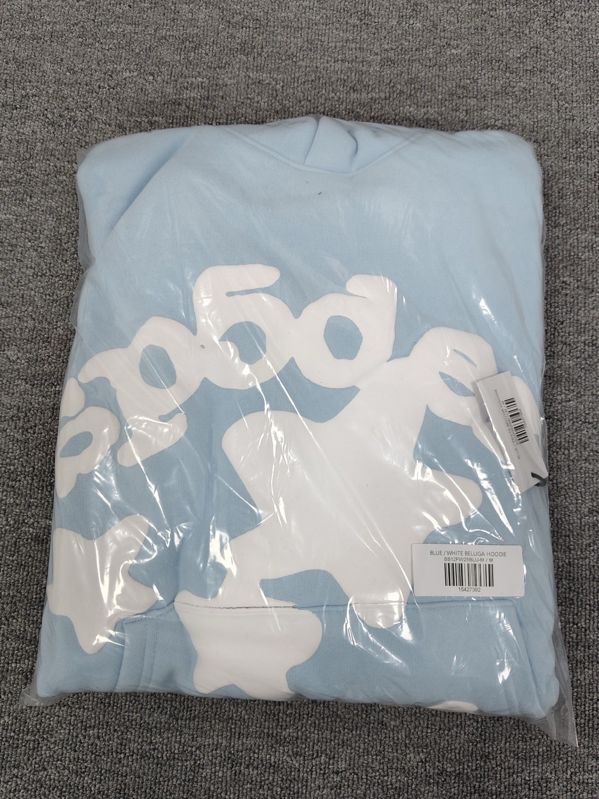 SP5DER hoodie Blue/White Beluga Graphic Logo Pullover Hoodie Pockets Men’s