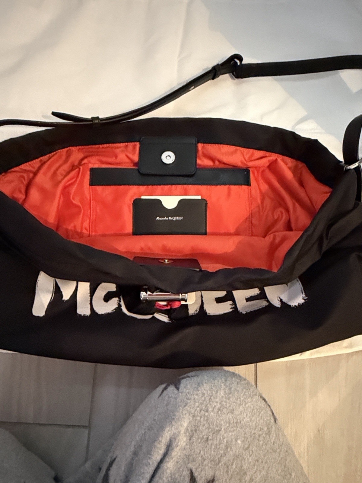 Alexander McQueen Black Graffiti Designer Shoulder Bag