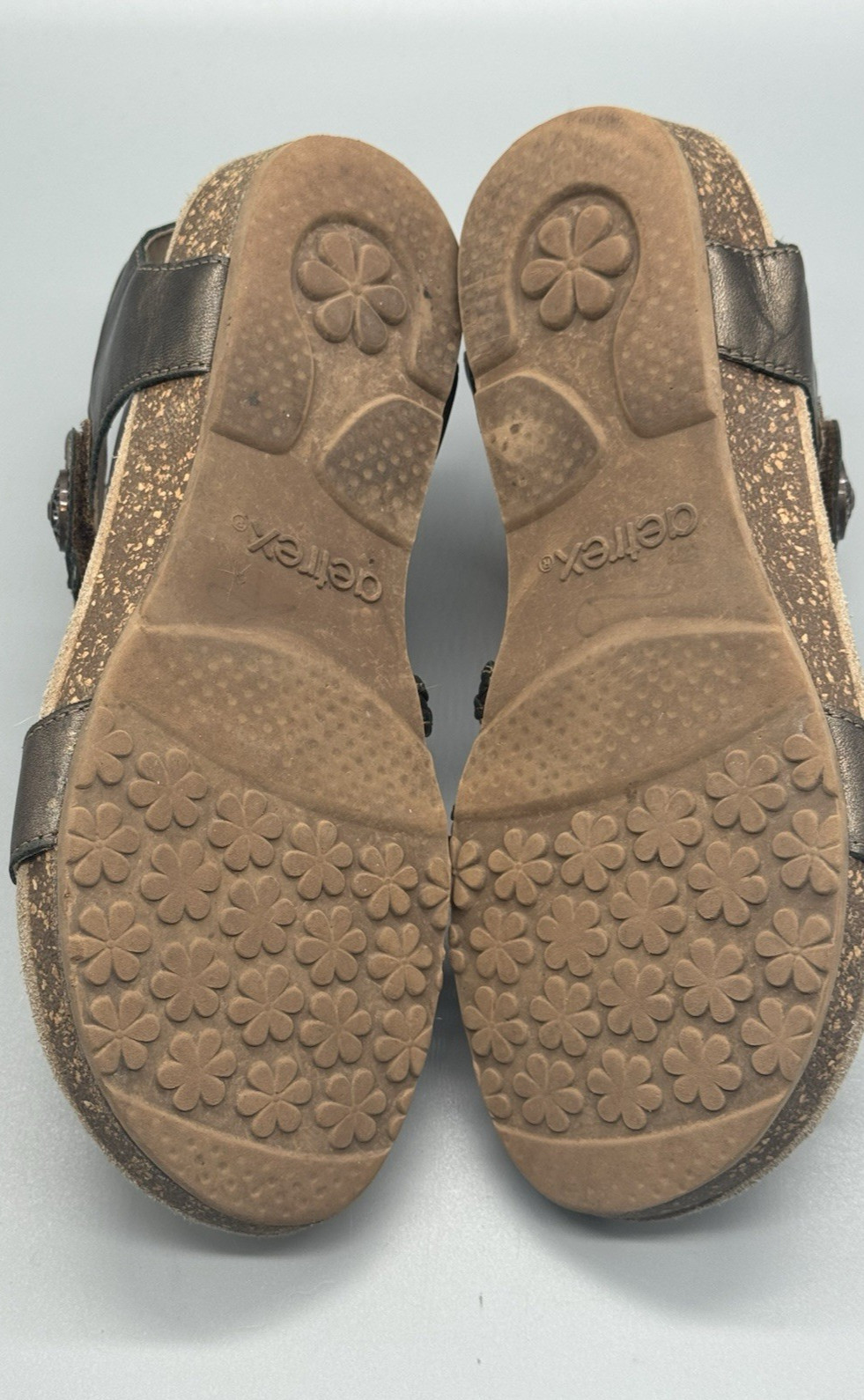 Aetrex Jillian Braided Strap Sandals Copper / Gunmetal Womans sz 7 Orig $140