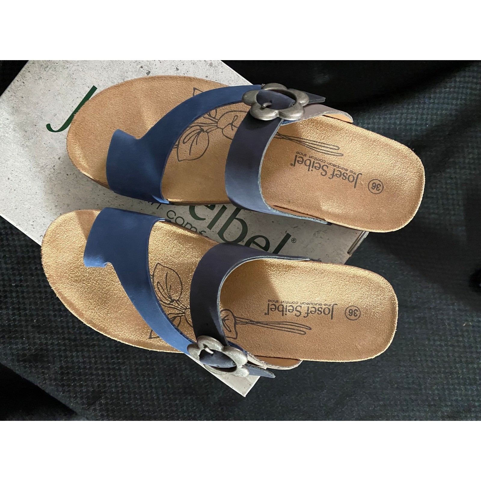 Josef Seibel Tonga 23 Blue Leather Comfort Sandals Womens 36 New In Box