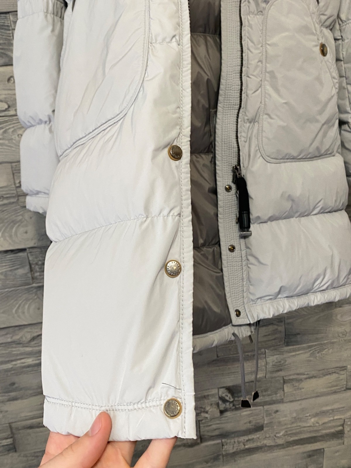 PARAJUMPERS PJS Womens Winter Down Puffer Fur Trim Logo Long Bear Parka Jacket M