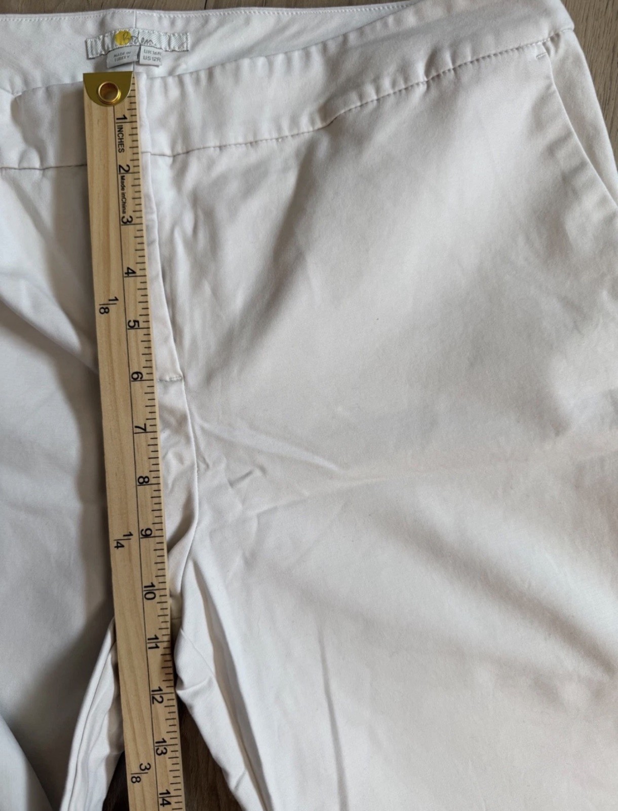 Boden Trousers Womens Size 12R Cream Cropped Ankle Stretch Straight Fit