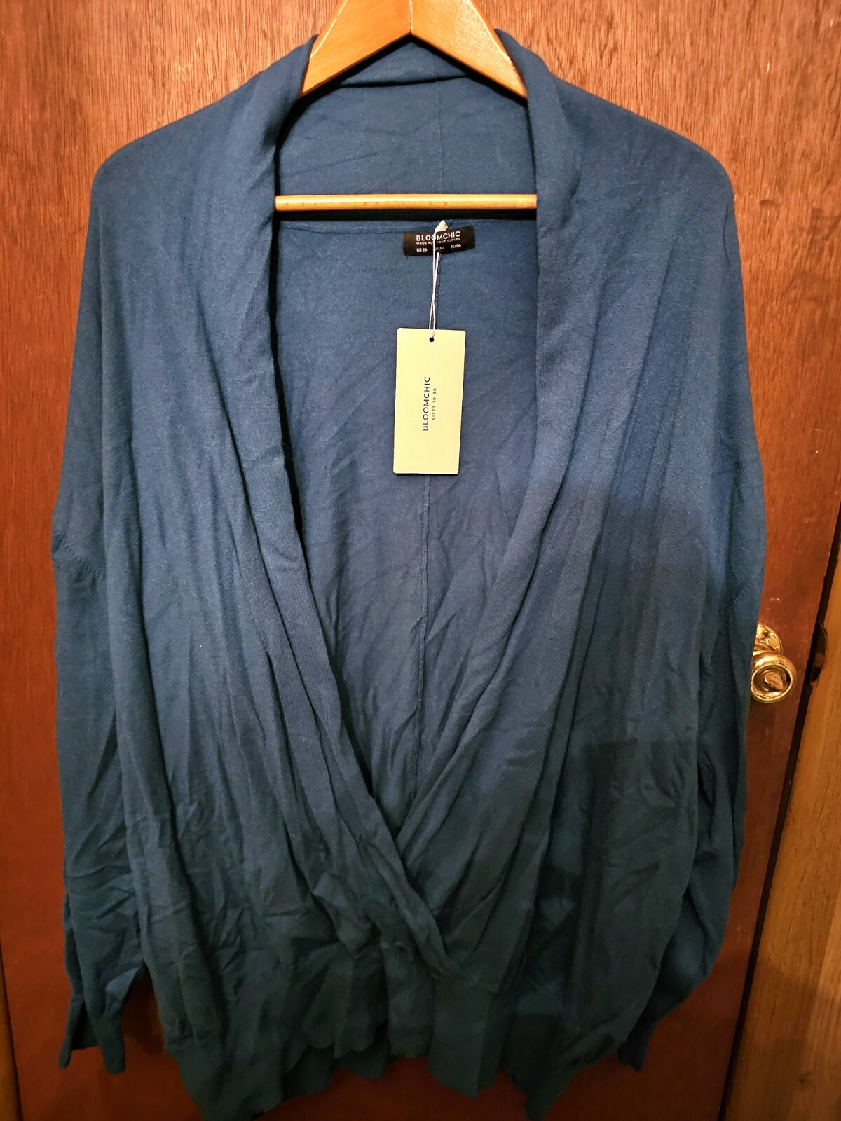 ***NEW WITH TAGS*** Bloomchic Turquoise Faux Wrap Sweater 4X 26W