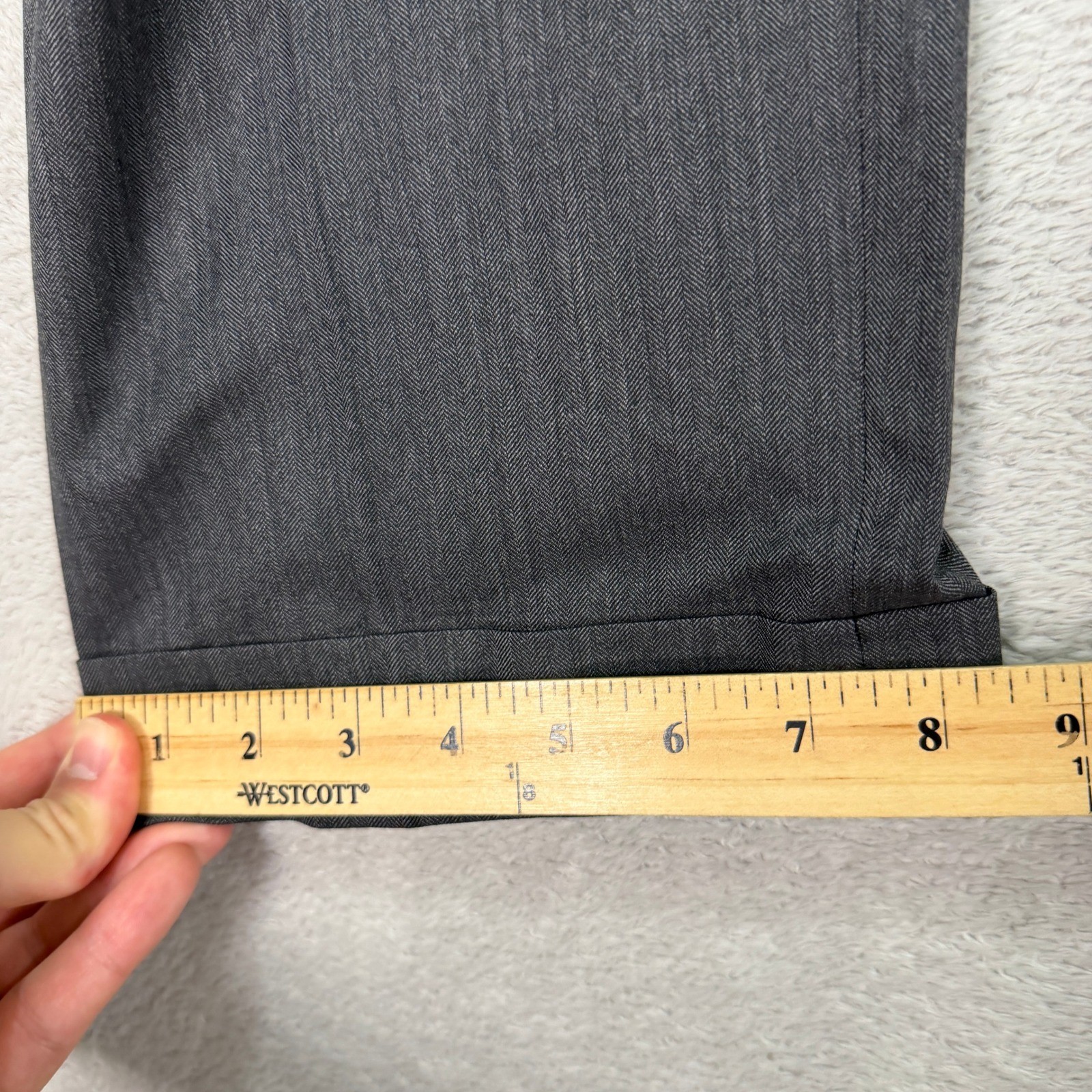 Hickey Freeman Men 40XL Slim Fit Madison Suit Grey Herringbone Wool 34×32 USA