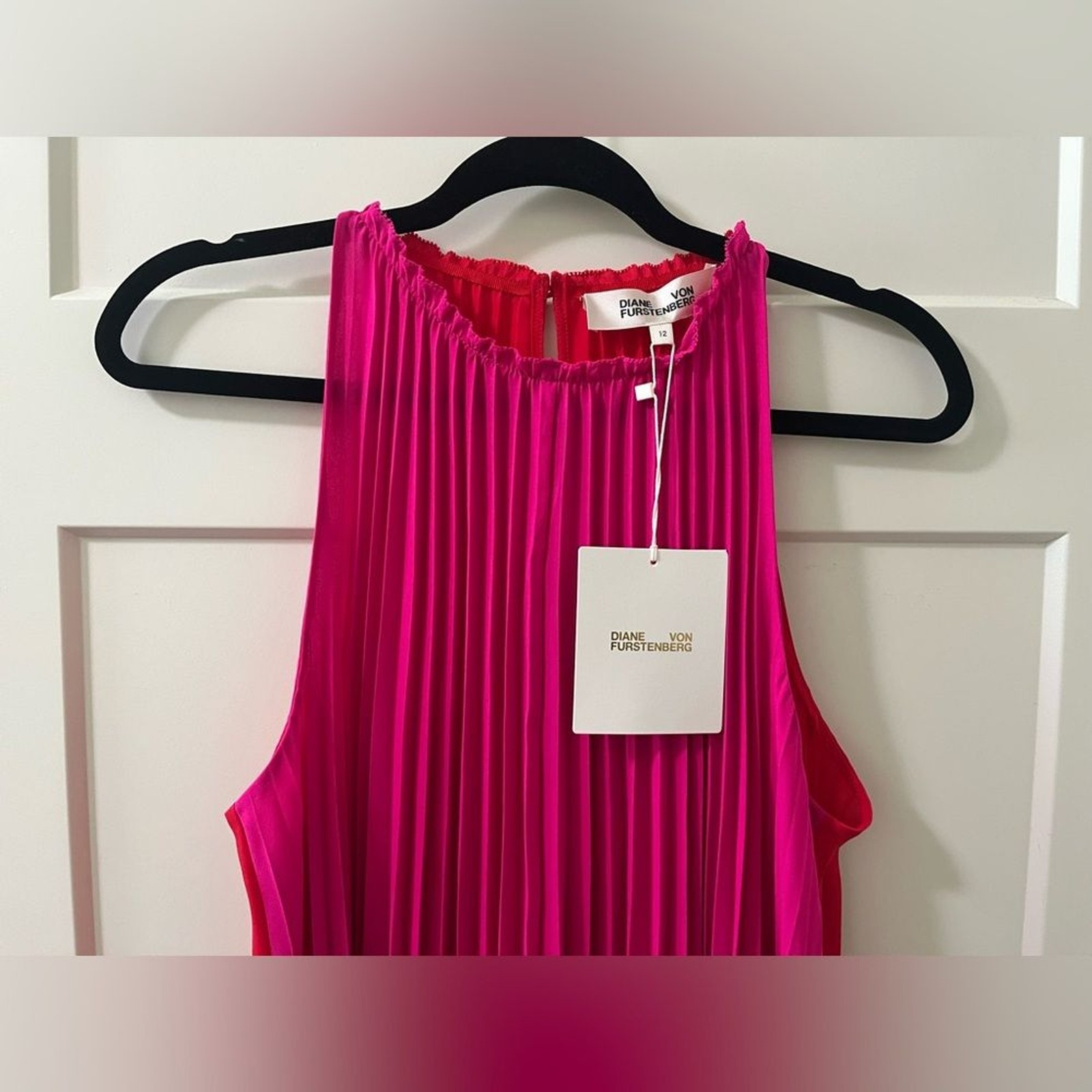 Diane von Furstenberg Amberly Mini Dress Hot Pink / Watermelon Red Size 12 NWT