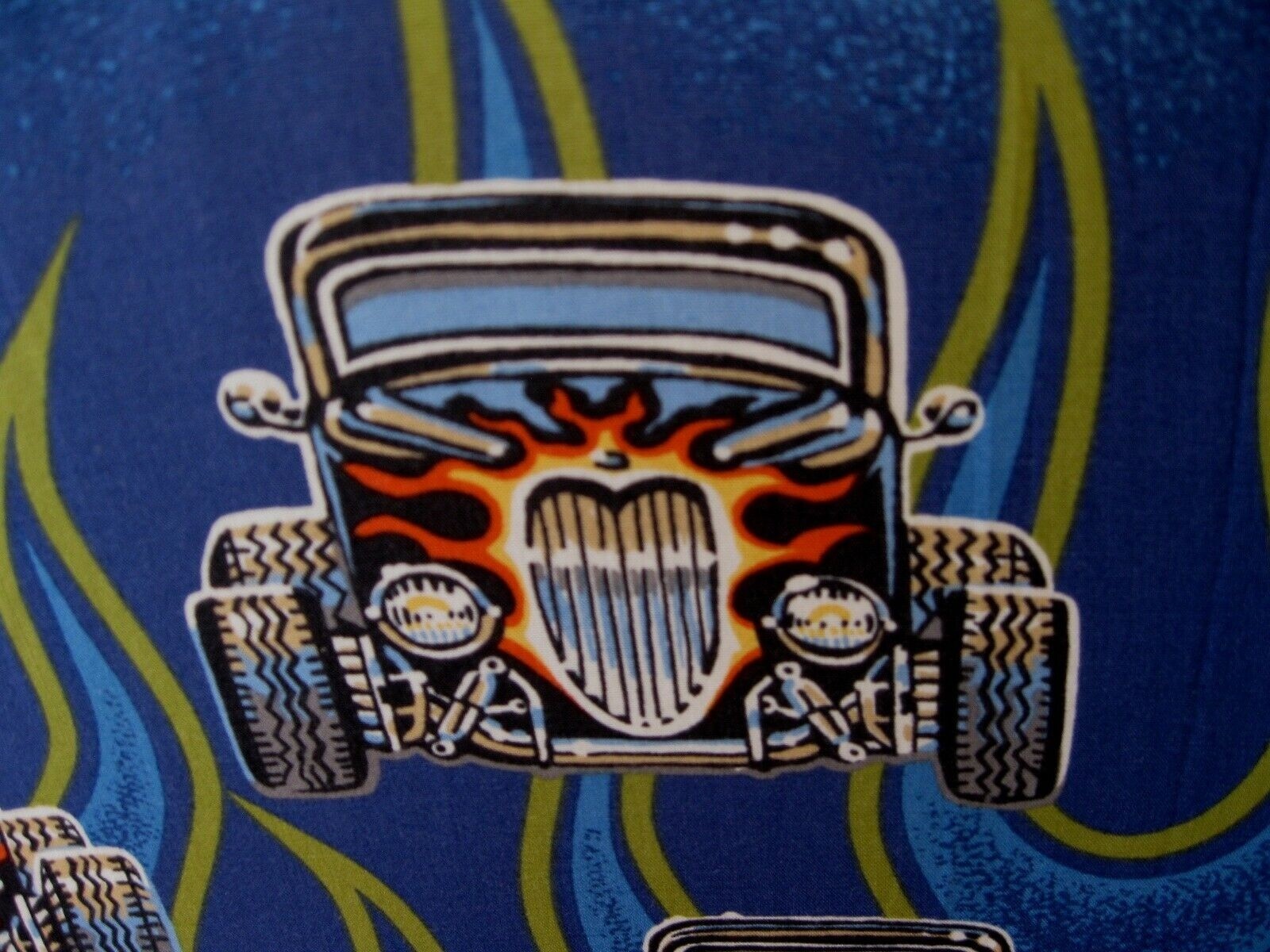 NEW REYN SPOONER BEAUTIFUL OLD SCHOOL HOTRODS STREET RODS 100% RAYON BLUE RARE L