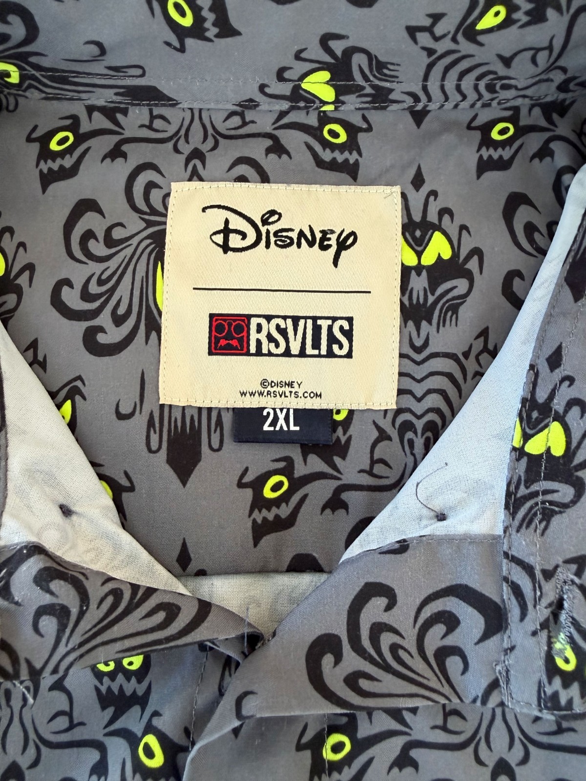 RSVLTS Disney HAUNTED MANSION “Wall Creeps” KUNUFLEX Short Sleeve Shirt Mens XXL