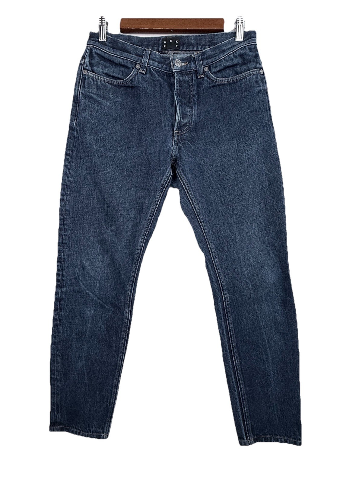 Asket Jeans Mens 30×30 Slim Fit The Raw Denim Jeans Preppy Italy Button Fly