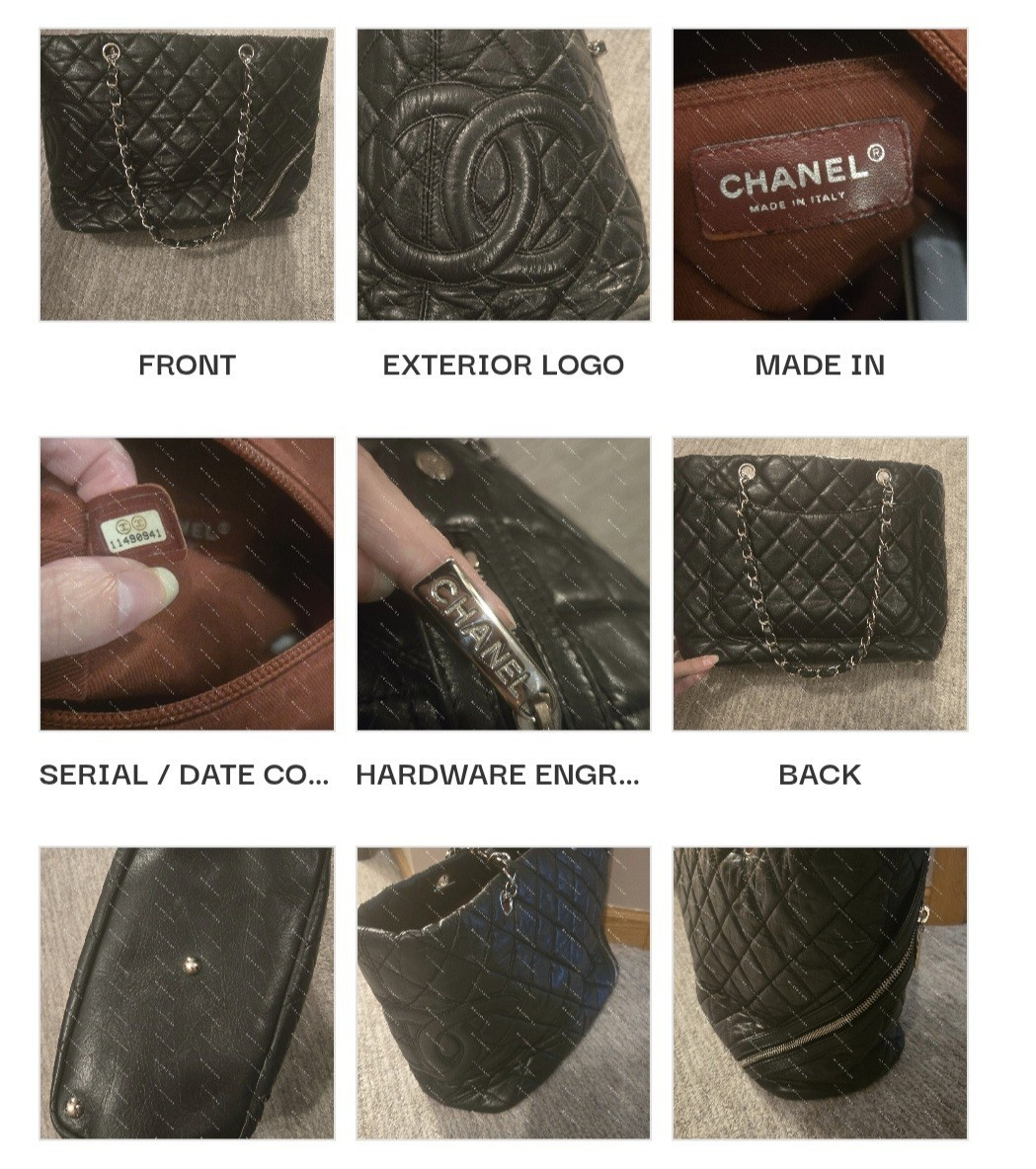 CHANEL Black Quilted Tote CC Logo Zip Silver Chain Strap Brown Lining