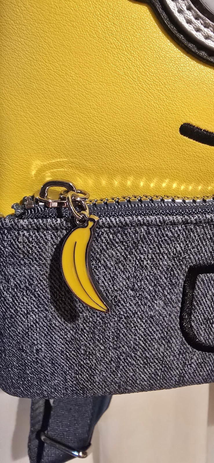 Minions Faux Leather & Denim Backpack with Moving Googly Eyes Primark NWT
