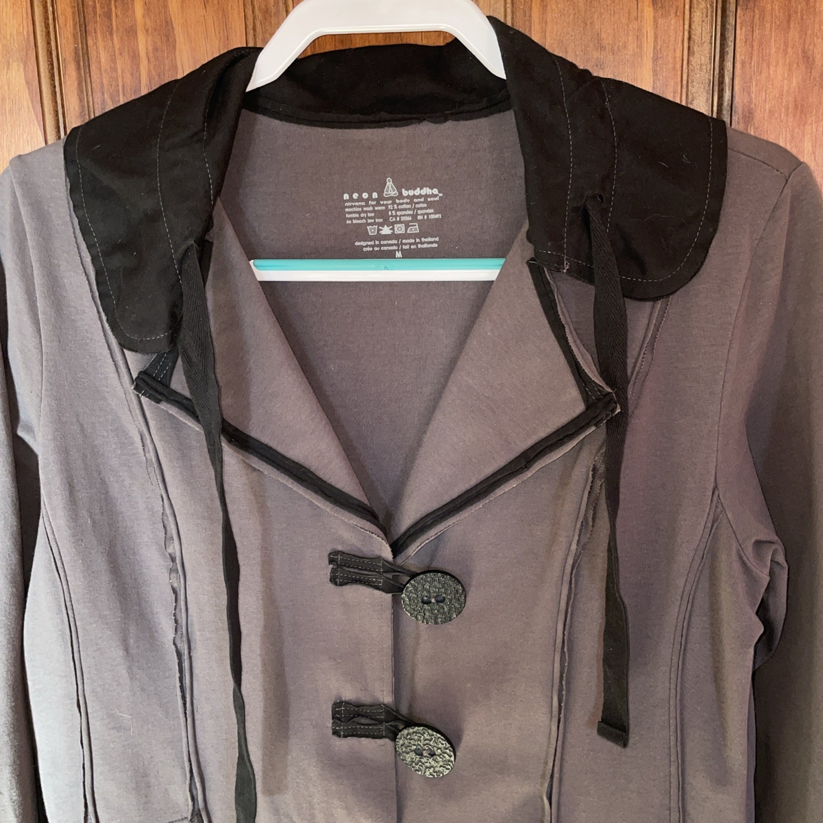 Buddha knee length jacket cotton blend spandex￼medium