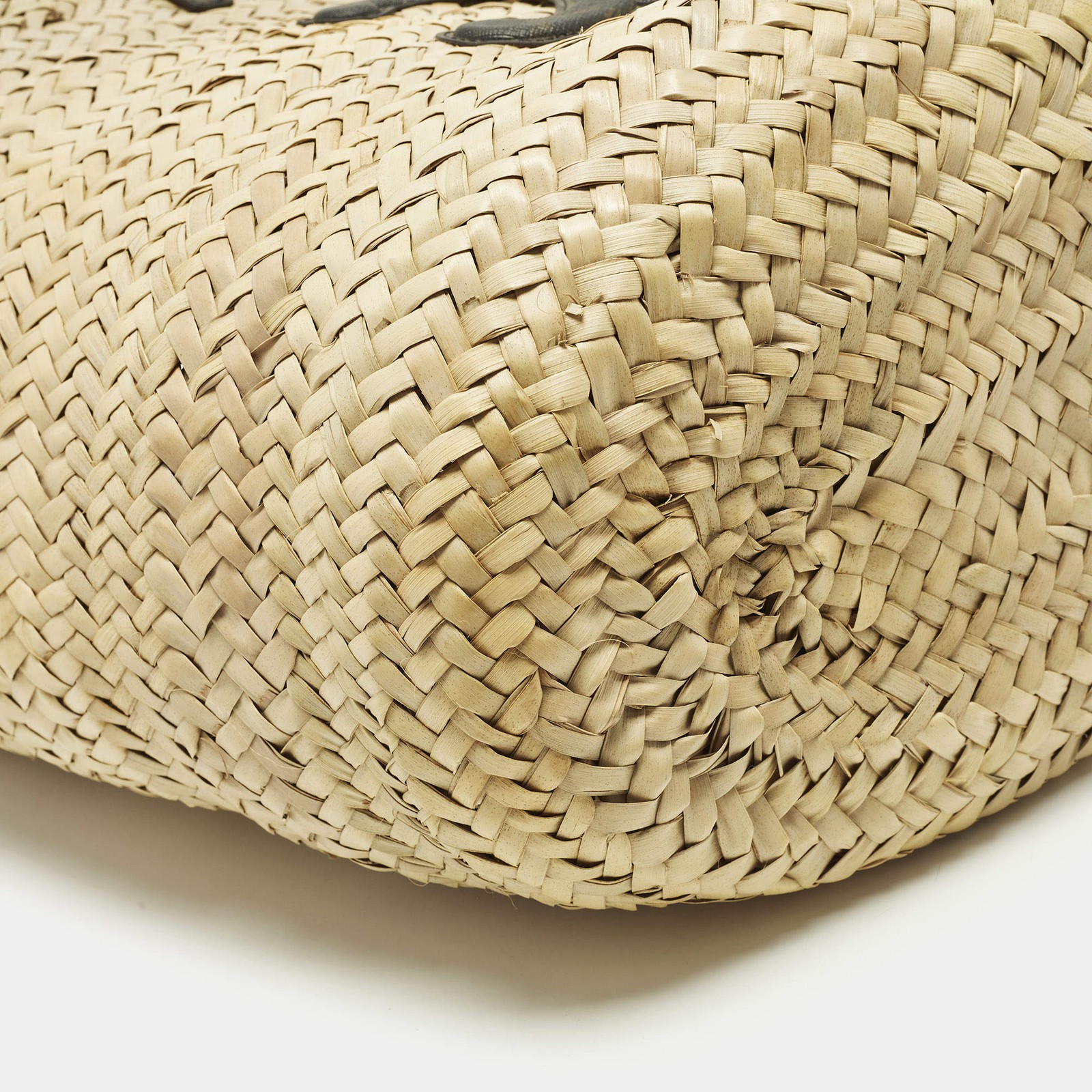 Celine Triomphe BlackBeige Raffia and Printed Coated Canvas Basket Bag