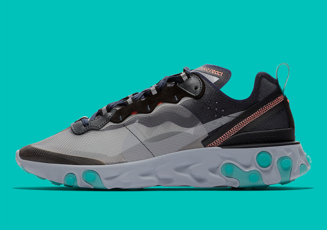 Nike React Element 87 size 7.5. Neptune Green Navy Grey Teal. AQ1090-005.