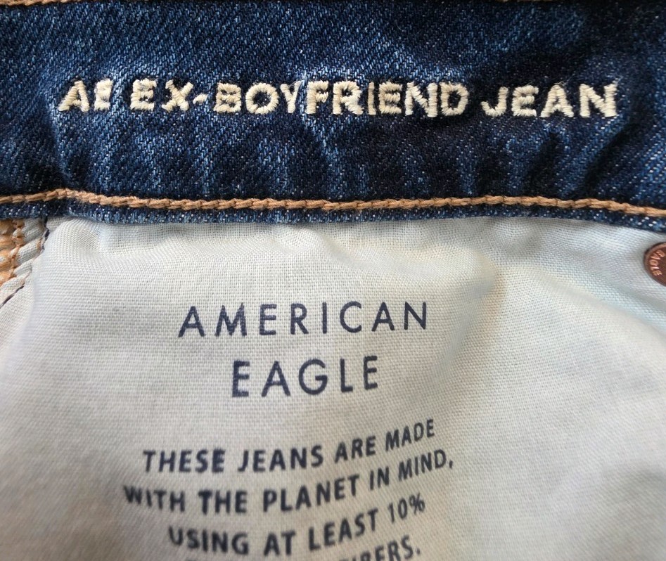 American Eagle AE Ex-Boyfriend Jeans Women’s 6 Short Blue Strigid Low Rise New