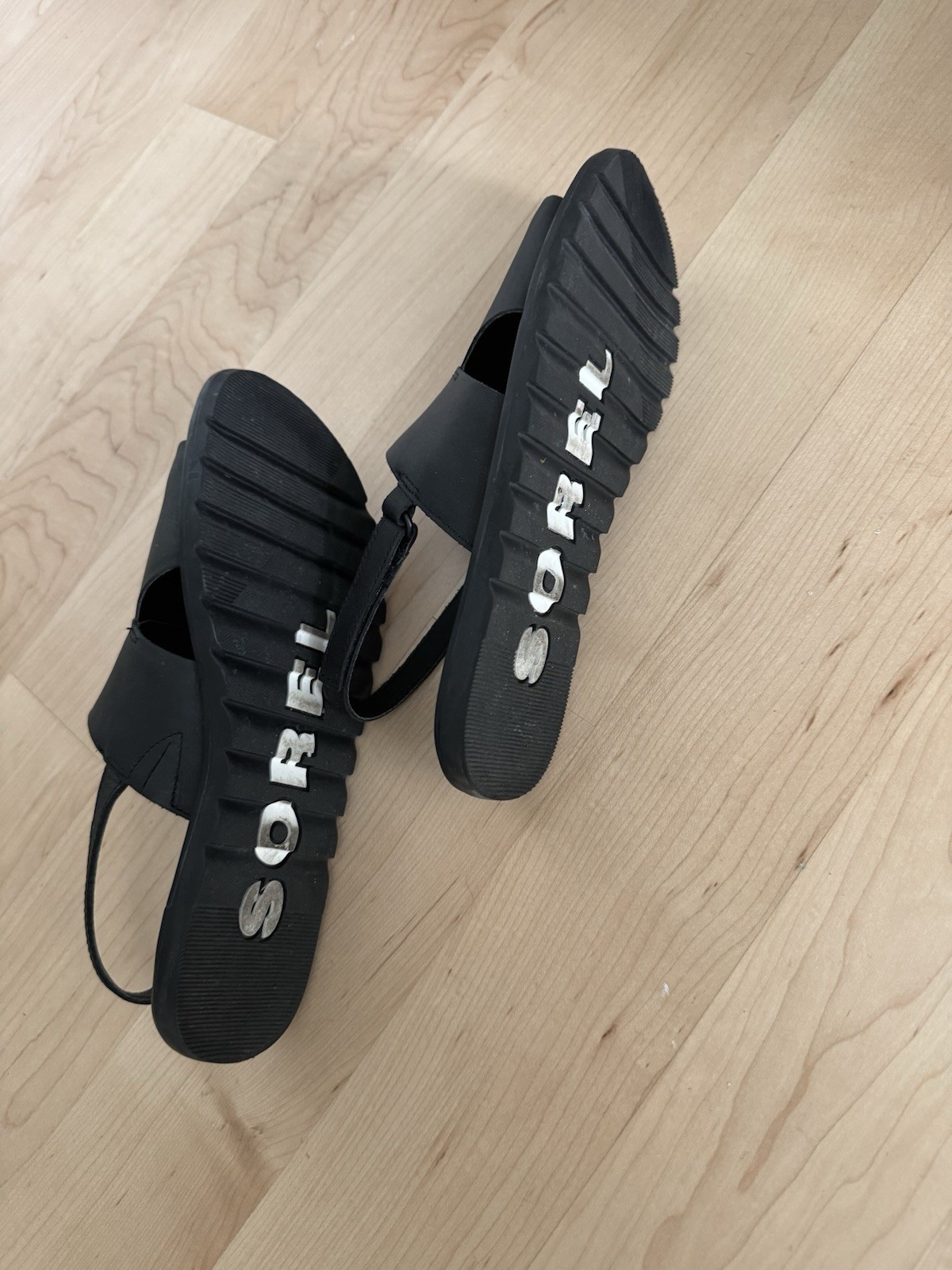 SOREL SANDALS, ELLA II Black Leather 2 Strap Adj. Slingback, Women’s 6.5 NEW