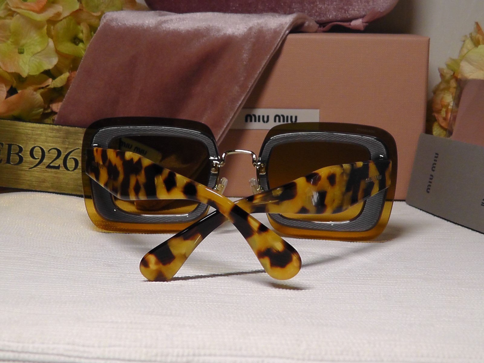 MIU MIU MU01RS67 Light Havana Glitter Frame Yellow Lens 67 17 140**ITALY***NIB**