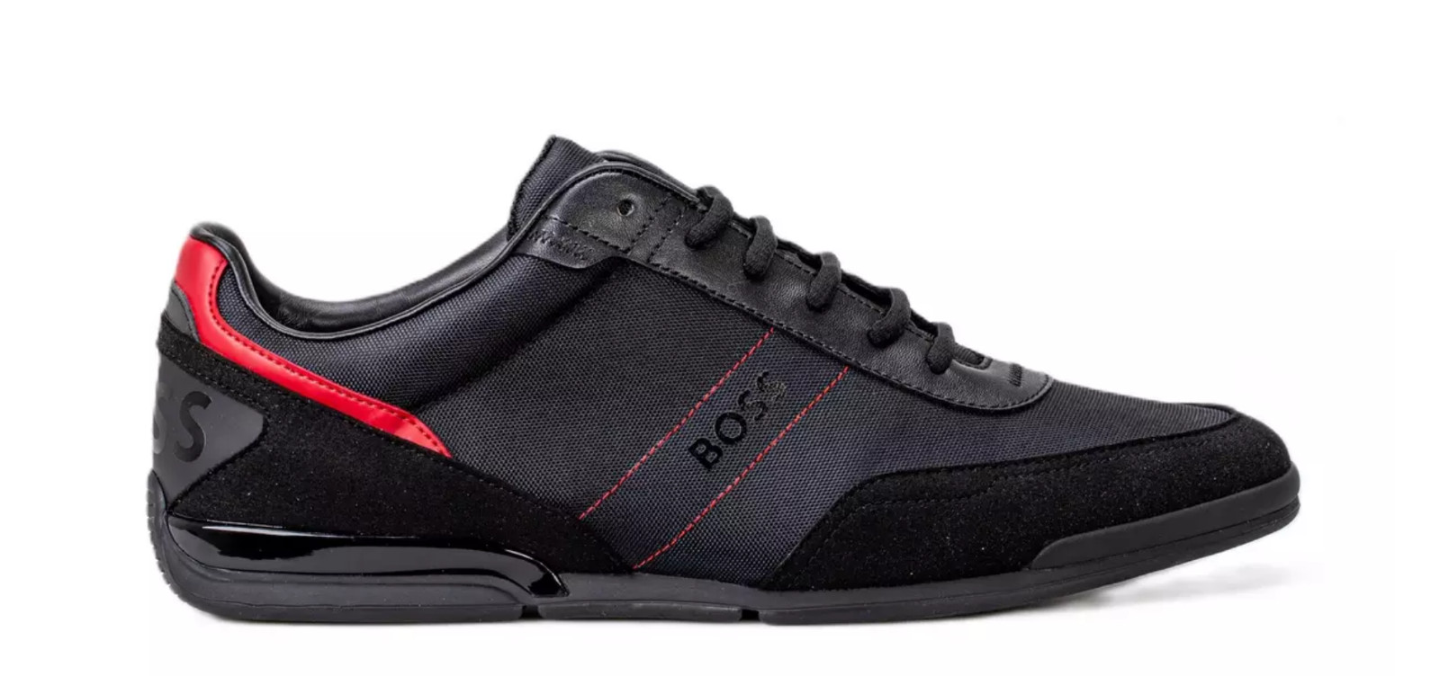 Boss Saturn Mens Shoes in Black and Red Trainers
