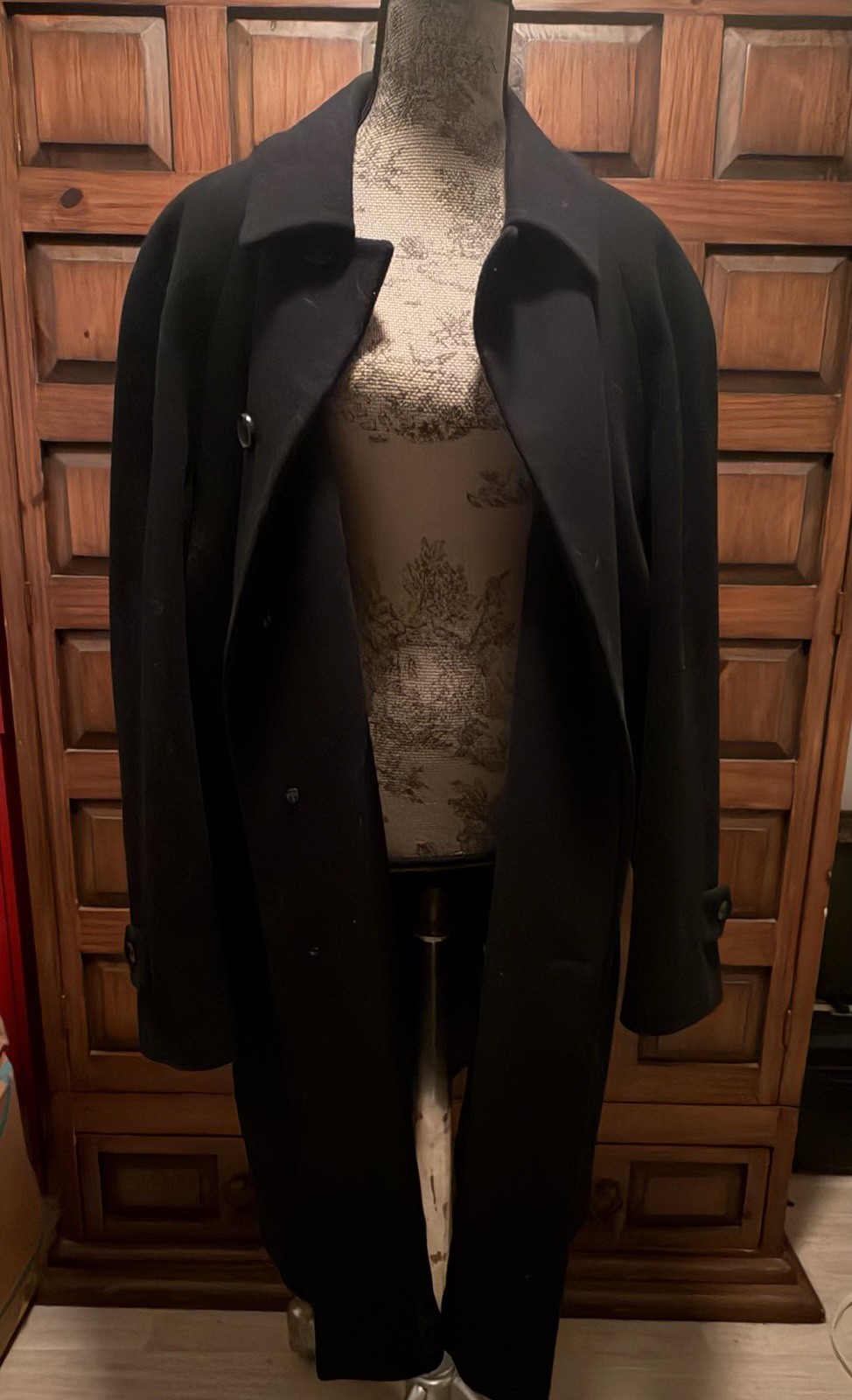 Saks Fifth Avenue 44r Black Cashmere Blend Long Coat 46823S